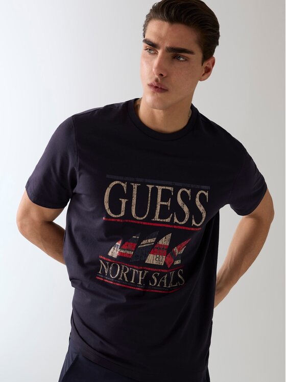 Guess Guess T-Shirt 182466 Modrá Classic Fit