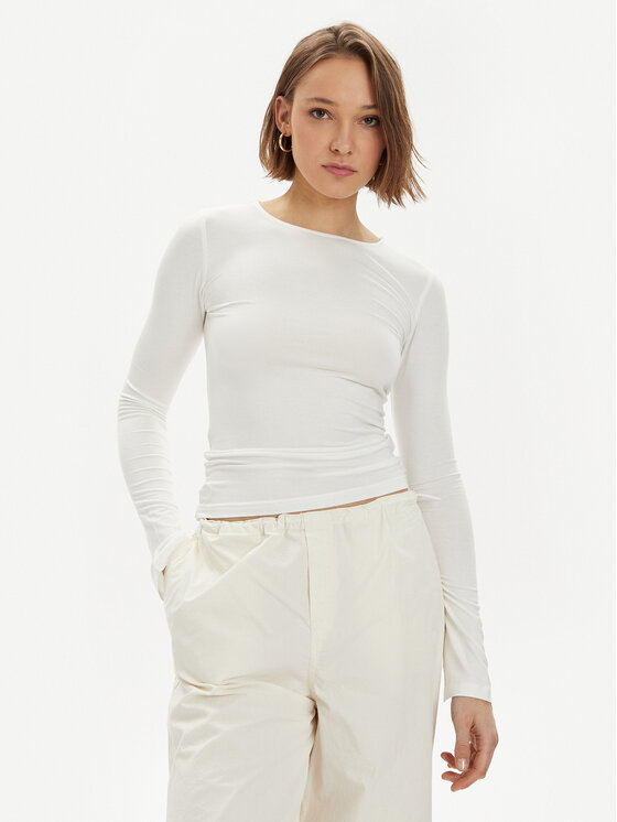 Gina Tricot Bluză 20789 Alb Slim Fit