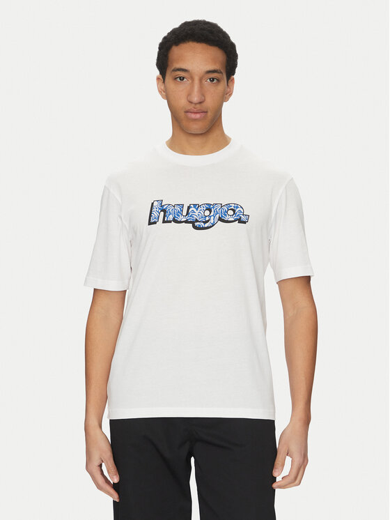 HUGO HUGO T-krekls Nugibol 50542932 Balts Regular Fit