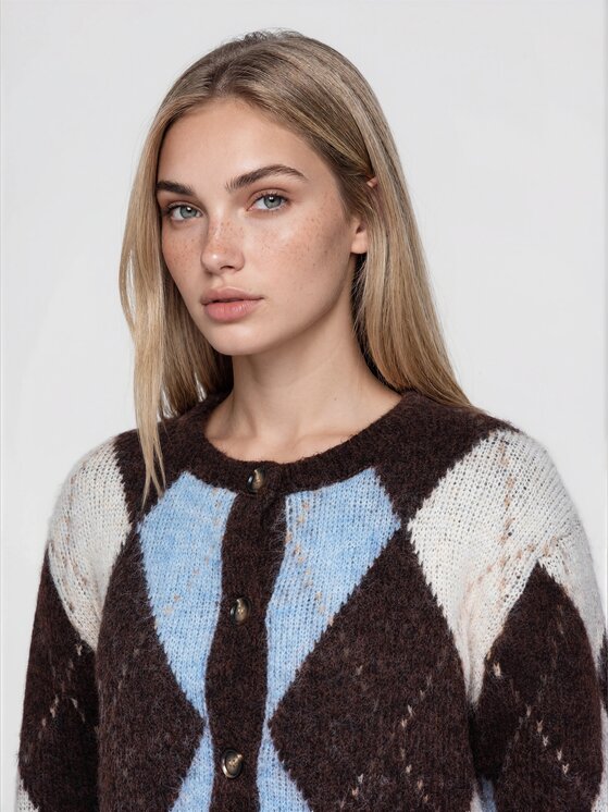 Ombre Ombre Sweter OW-SW-E0072 Brązowy Relaxed Fit