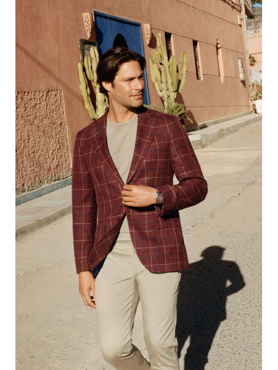 Lancerto Lancerto Marynarka Scalea MA099123000006 Bordowy Slim Fit