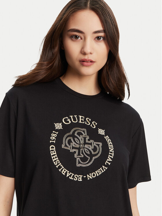 Guess Guess T-Shirt V5YI05 KCOA2 Czarny Regular Fit