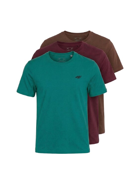 4F 4F T-Shirt Z-TTSHM3948-3-D Bordowy Regular Fit