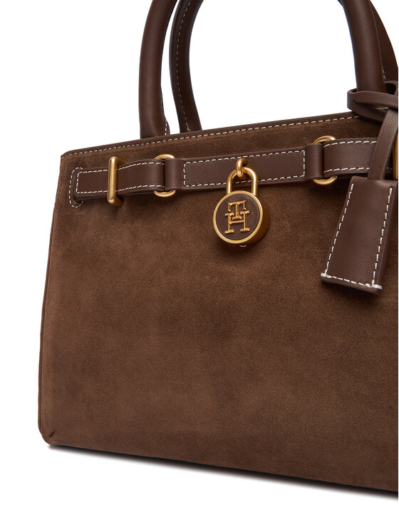 Tommy Hilfiger Tommy Hilfiger Τσάντα American Icon Mini Tote Suede Le AW0AW18202 Καφέ