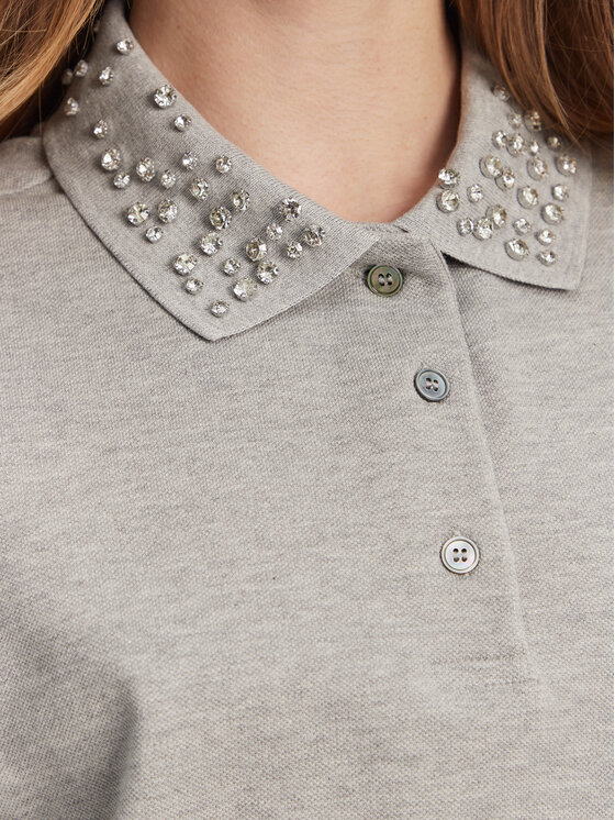 Marella Marella Тениска с яка и копчета Gonzaga 2513951014 Сив Relaxed Fit
