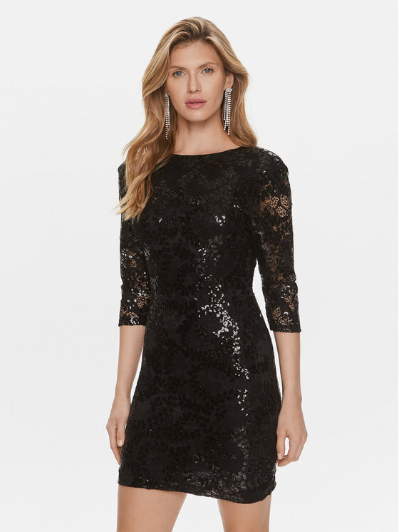 Kontatto Cocktail obleka BO350 Črna Slim Fit