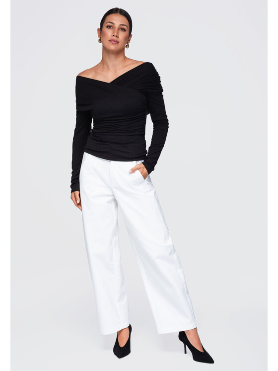 Ombre Ombre Bluzka OW-TS-E0088 Czarny Regular Fit