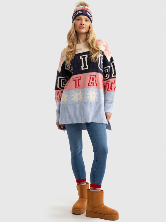 BIG STAR BIG STAR Sweter APRESA_000_160 Błękitny Oversize