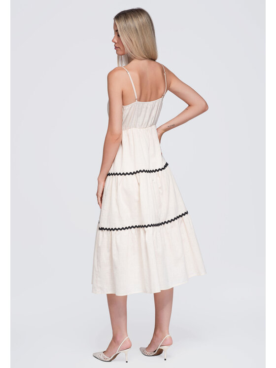 Ombre Ombre Sukienka codzienna OW-DLR-E0006 Beżowy Loose Fit