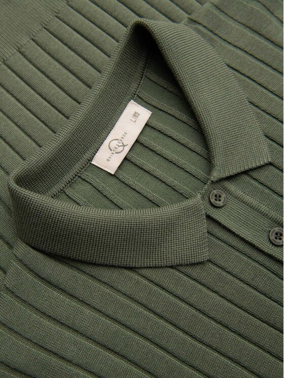 Ombre Ombre Polo OM-POSS-0169 Zielony ciemny Slim Fit