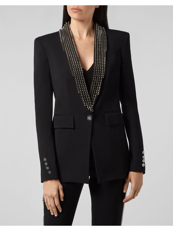PHILIPP PLEIN PHILIPP PLEIN Marynarka 12035 Czarny Loose Fit