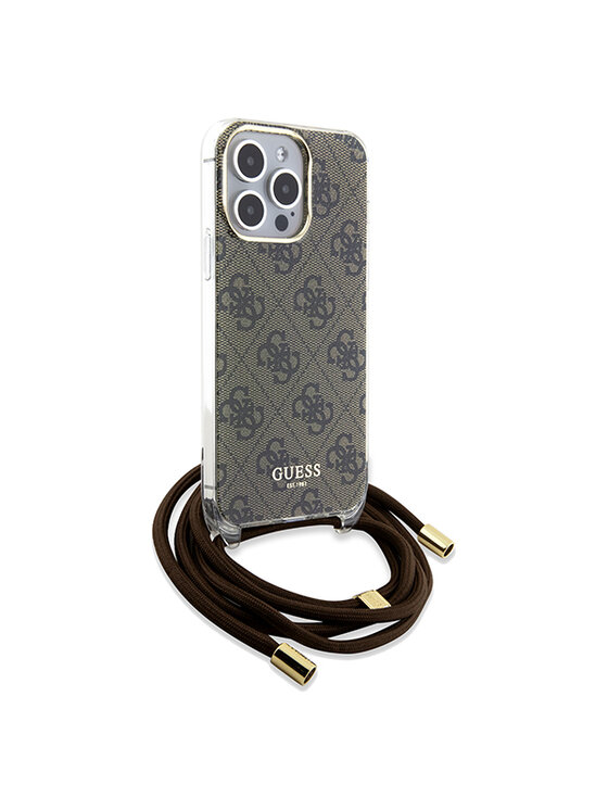 Guess Guess Etui na telefon iPhone 15 Pro Brązowy