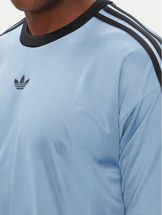 adidas adidas Tricou adicolor Jacquard JW5879 Albastru celest Loose Fit