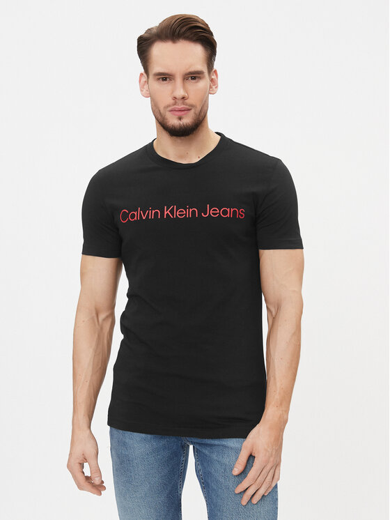 Calvin Klein Jeans T-krekls J30J322552 Melns Slim Fit