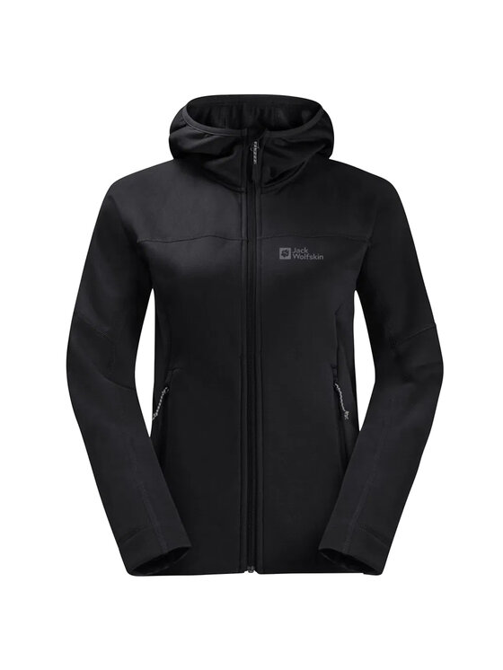 Jack Wolfskin Jack Wolfskin Polar Jack Wolfskin Hirschberg Hooded FZ W Czarny Regular Fit