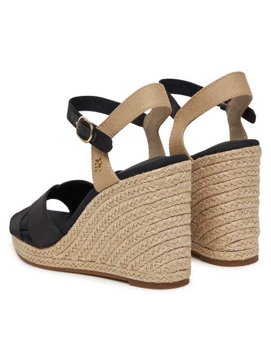 Tommy Hilfiger Tommy Hilfiger Espadrilles Satin High Wedge Espadrille FW0FW08602 Fekete