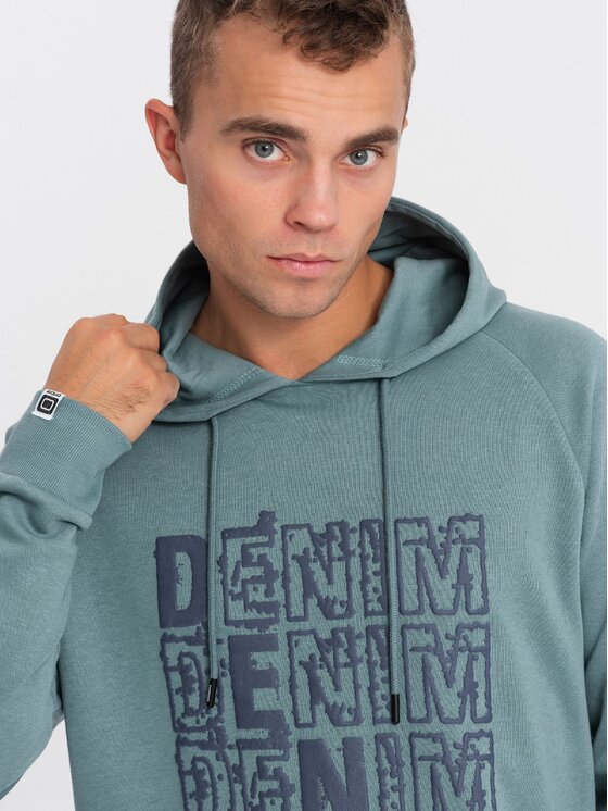Ombre Ombre Mikina OM-SSPS-0158 Tyrkysová Regular Fit