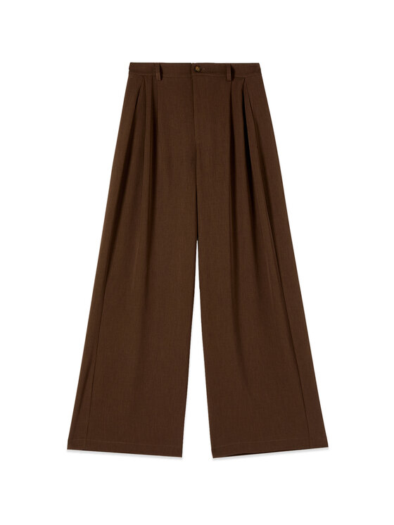 Oltre Oltre Spodnie materiałowe P006J002658N032 Brązowy Baggy Fit