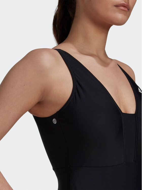 adidas adidas Strój kąpielowy Iconisea 3-Stripes Swimsuit HI1082 Czarny Fitted Fit