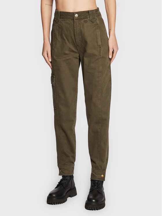 TWINSET Jeans hlače 222TP2630 Zelena Relaxed Fit