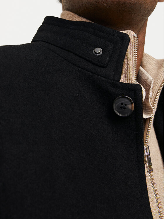 Jack & Jones Jack & Jones Vlněný kabát Melton 12258672 Černá Regular Fit