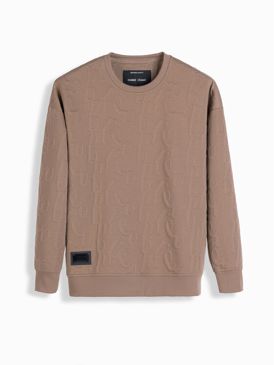 Ombre Ombre Mikina OM-SSNZ-0164 Hnědá Relaxed Fit