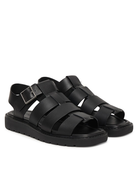 Calvin Klein Calvin Klein Sandały Sq Molded Sndl Fisher Lth HW0HW02870 Czarny