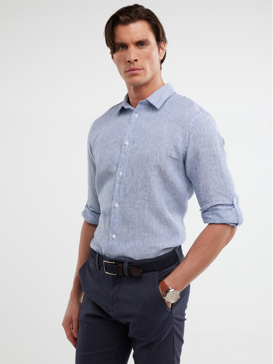 BIG STAR BIG STAR Koszula MALEKIWO Niebieski Basic Fit