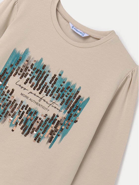 Mayoral Mayoral Μπλουζάκι 7003 Μπεζ Regular Fit