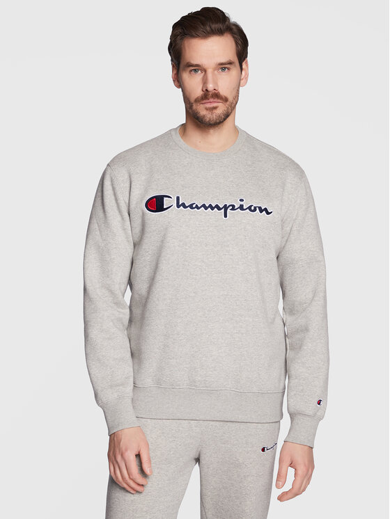 Champion Bluză Embroided Script Logo 217859 Gri Regular Fit