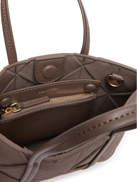 Calvin Klein Calvin Klein Дамска чанта Woven Sueded Mini Tote Crossbody LV04F3696G Кафяв