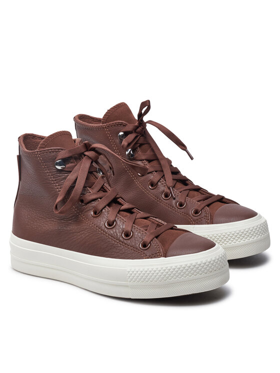 Converse Sneakers Chuck Taylor All Star Lift Platform Water Repellent Leather A10362C Marron Modivo