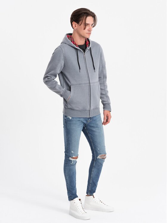 Ombre Ombre Mikina OM-SSDS-0110 Modrá Regular Fit