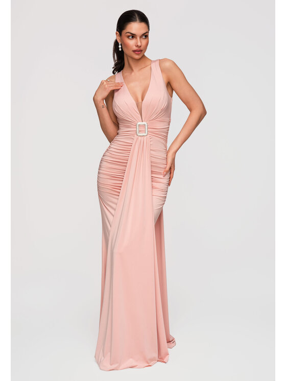 Ombre Ombre Sukienka wieczorowa LA-OM-DLR347 Różowy Slim Fit
