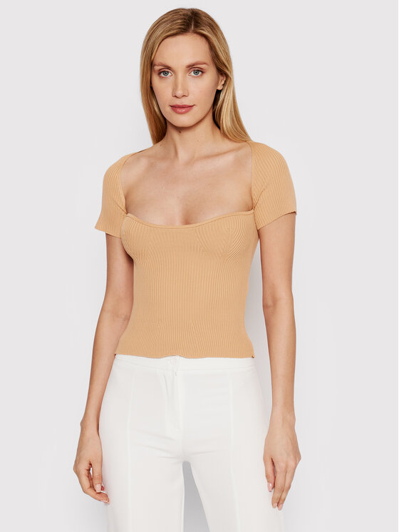 DeeZee DeeZee Μπλουζάκι Julietta BLK003 Μπεζ Slim Fit