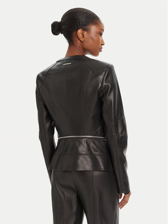 KARL LAGERFELD KARL LAGERFELD Bunda z imitace kůže A3W14050 Černá Slim Fit