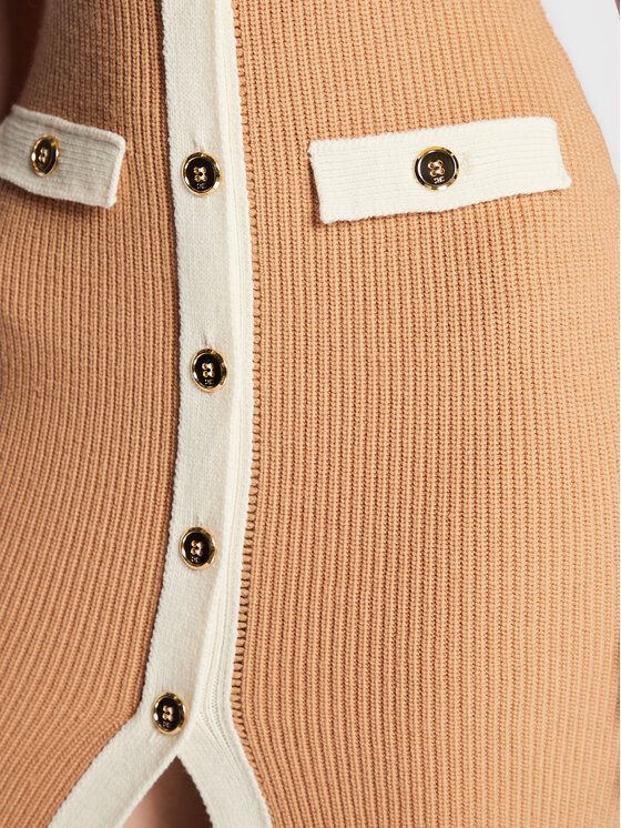 Elisabetta Franchi Elisabetta Franchi Kötött ruha AM-69Q-26E2-V470 Bézs Slim Fit