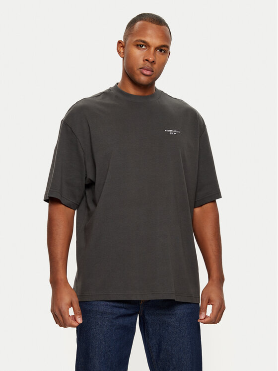 Mustang T-shirt Akron 1015833 Grigio Relaxed Fit, taglia : XXL