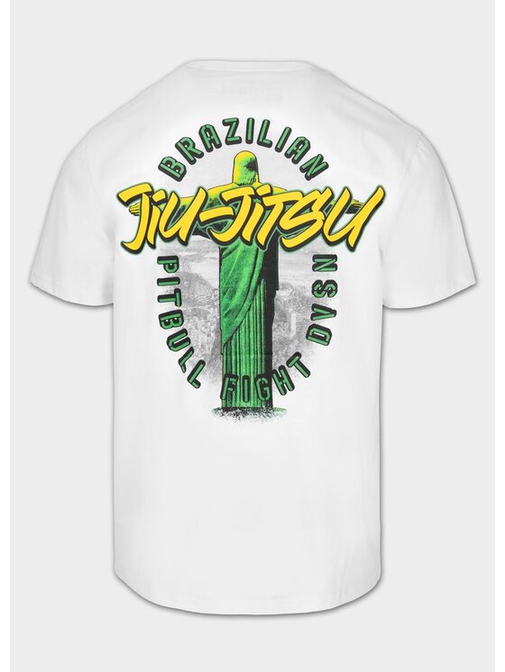 PITBULL PITBULL T-Shirt BJJ FIGHT DVSN Biały Regular Fit