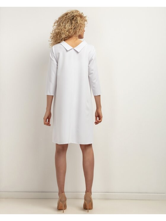 Tessita Tessita Sukienka koktajlowa SUKIENKA_T442 _1_S Biały Loose Fit