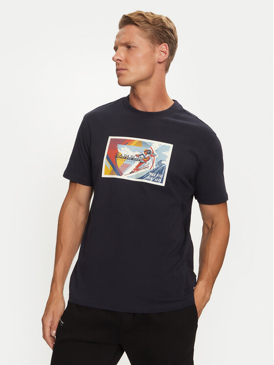 Napapijri Napapijri Тишърт S-Portalet Ss NP0A4I3E Тъмносин Relaxed Fit