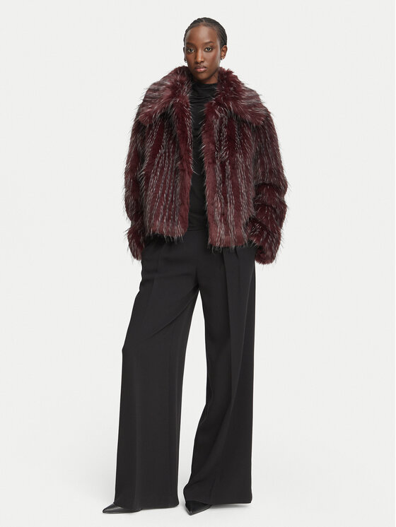 BOSS BOSS Pelzmantel C_Cefura1 50568499 Dunkelrot Relaxed Fit