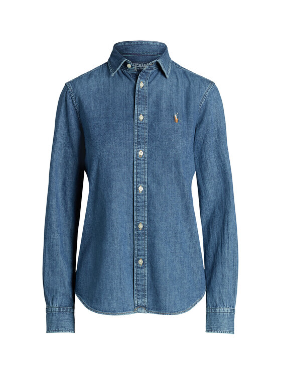 Polo Ralph Lauren Polo Ralph Lauren džinsiniai marškiniai 211969458001 Mėlyna Slim Fit