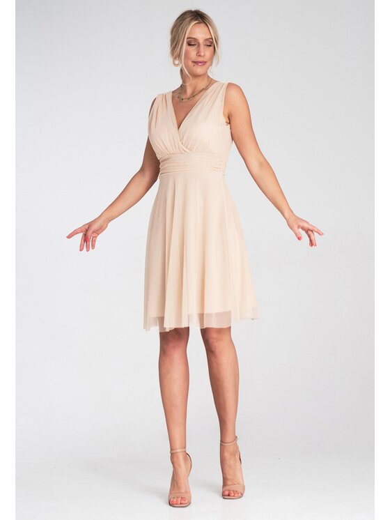 FIGL FIGL Koktejlové šaty M1207 Béžová Flared Fit