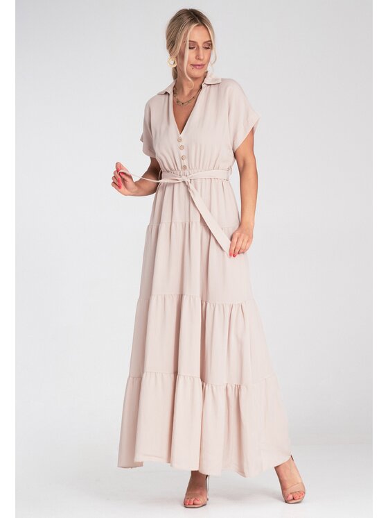 FIGL FIGL Letné šaty M1195 Béžová A-Line Fit