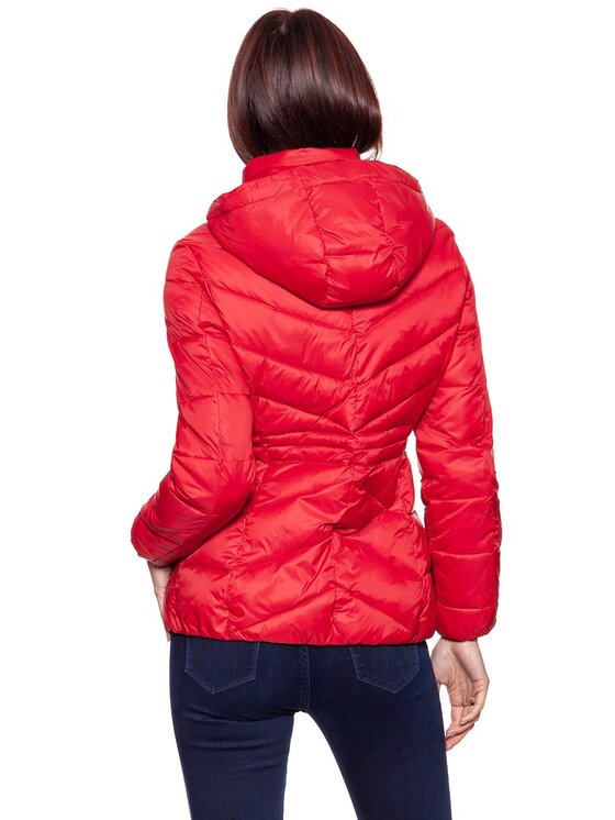 Wrangler Wrangler Kurtka damska SHORT PUFFER Czerwony Slim Fit