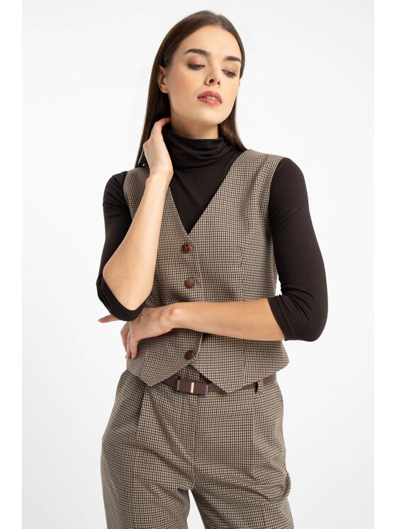 CLICK CLICK Γιλέκο 71-0037 Καφέ Classic Fit