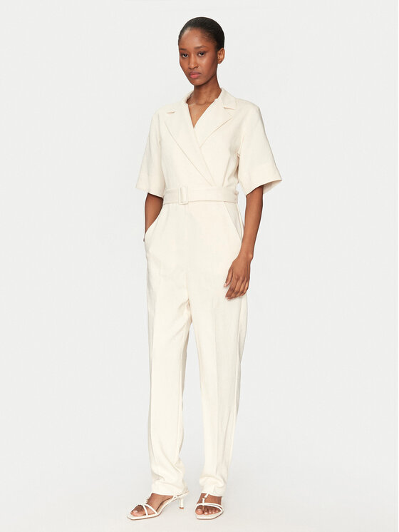 Marella Marella Jumpsuit Banana 2513241011 Bianco Slim Fit