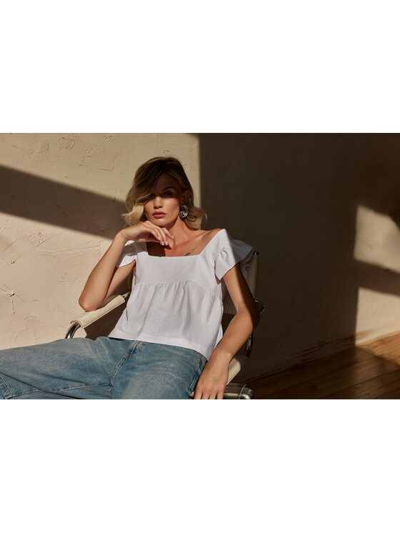 TOTU TOTU Top MELODY Biały Regular Fit