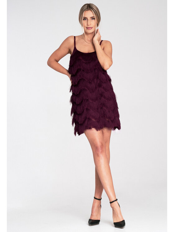 FIGL FIGL Sukienka koktajlowa M1107 Bordowy Loose Fit